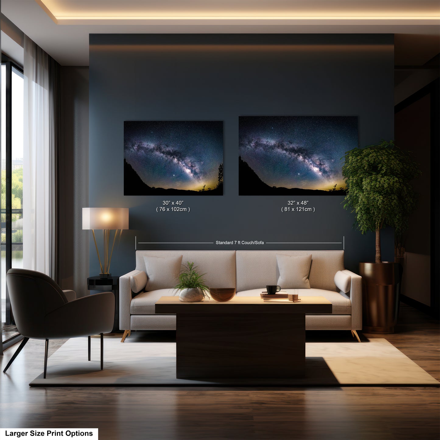 a living room filled with furniture and a large window