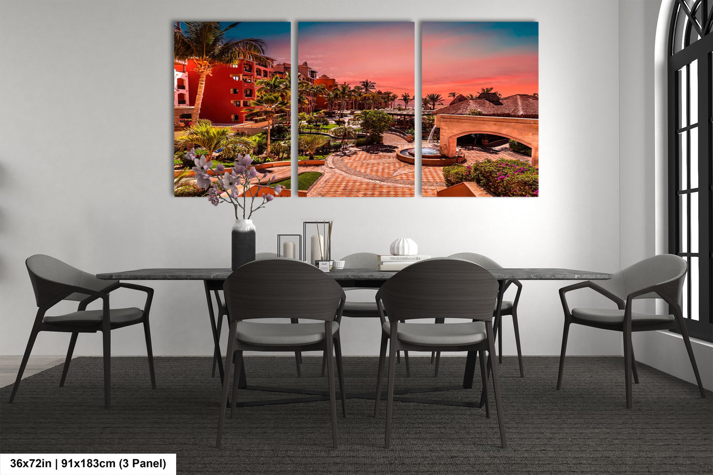 a dining room with a table and chairs