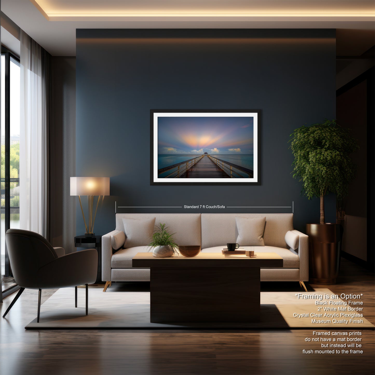 a living room filled with furniture and a painting on the wall