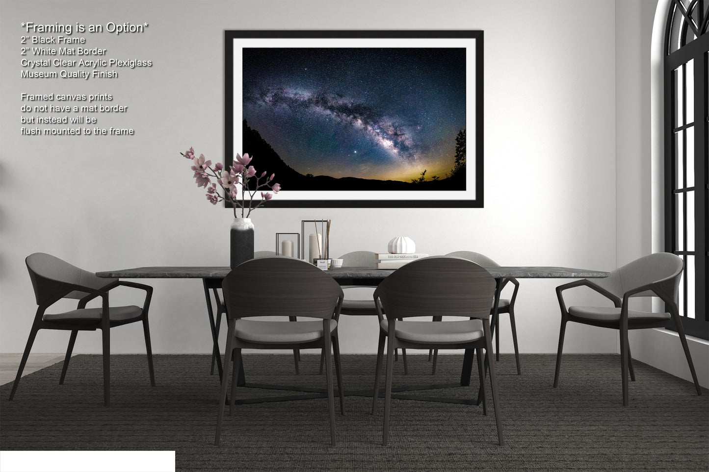 a picture of a dining room with a table and chairs