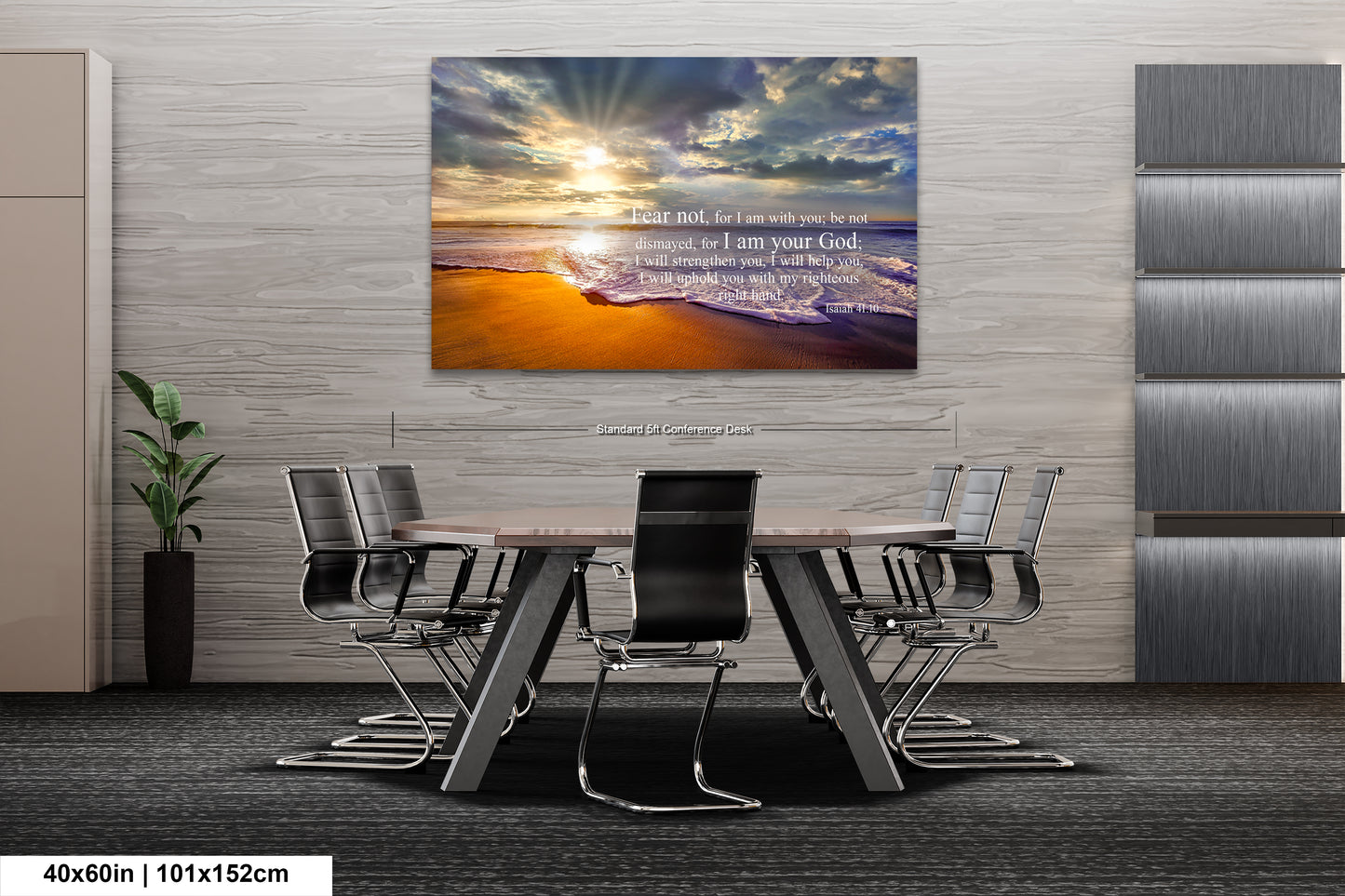 a dining room table with chairs and a painting on the wall