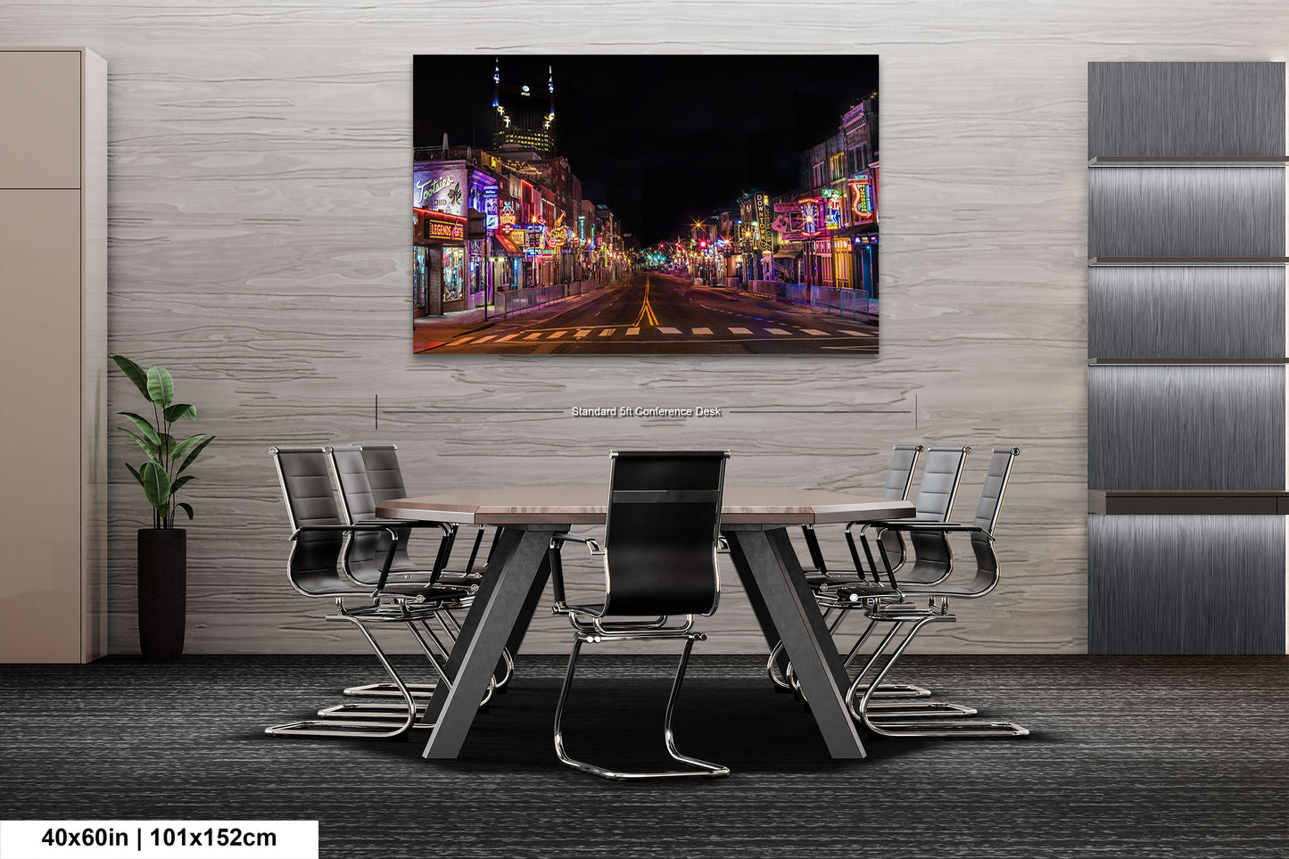 a painting of a city street at night
