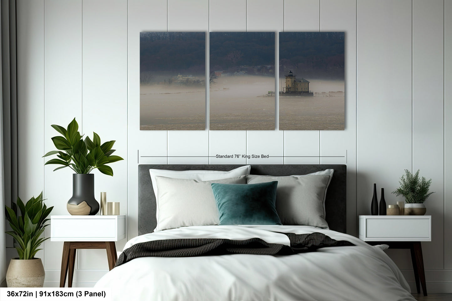 a bedroom scene with focus on the bed