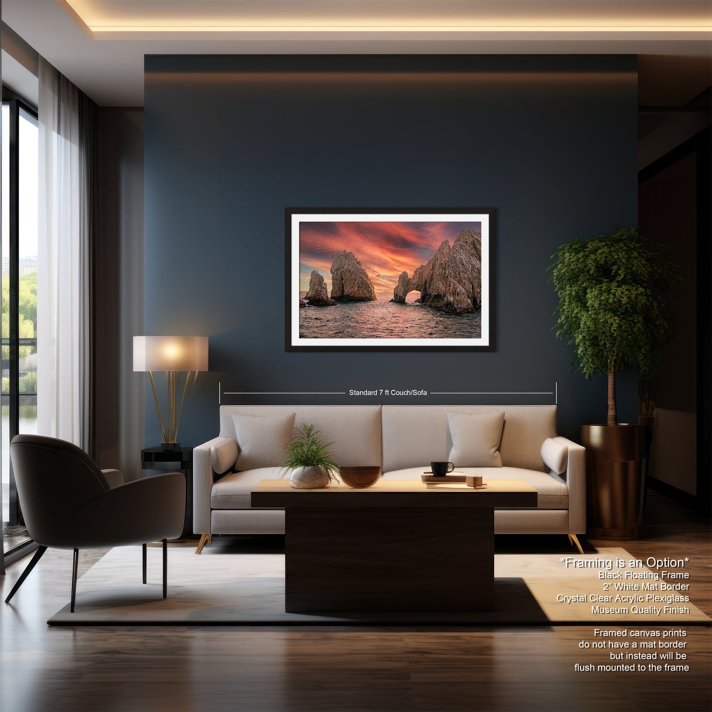 a living room filled with furniture and a painting on the wall