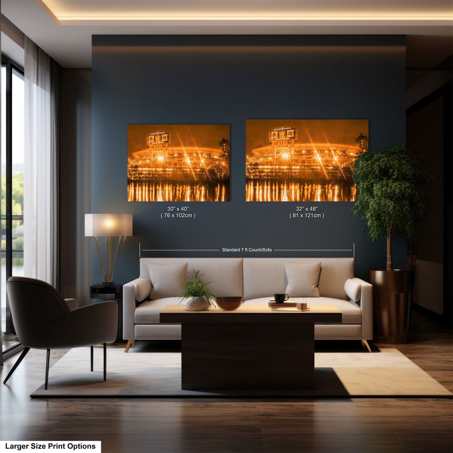a living room filled with furniture and a large window