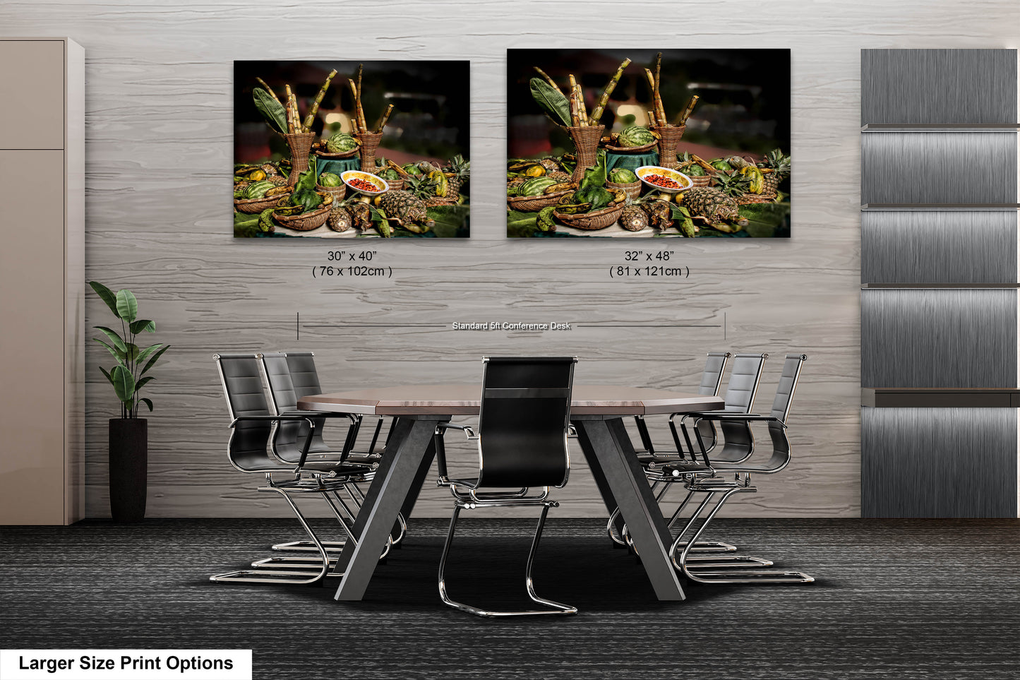 two pictures of a table and chairs in a room