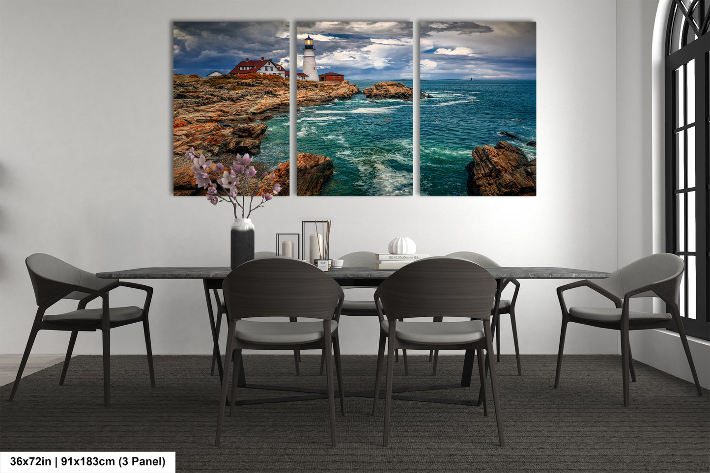 a dining room with a table and chairs