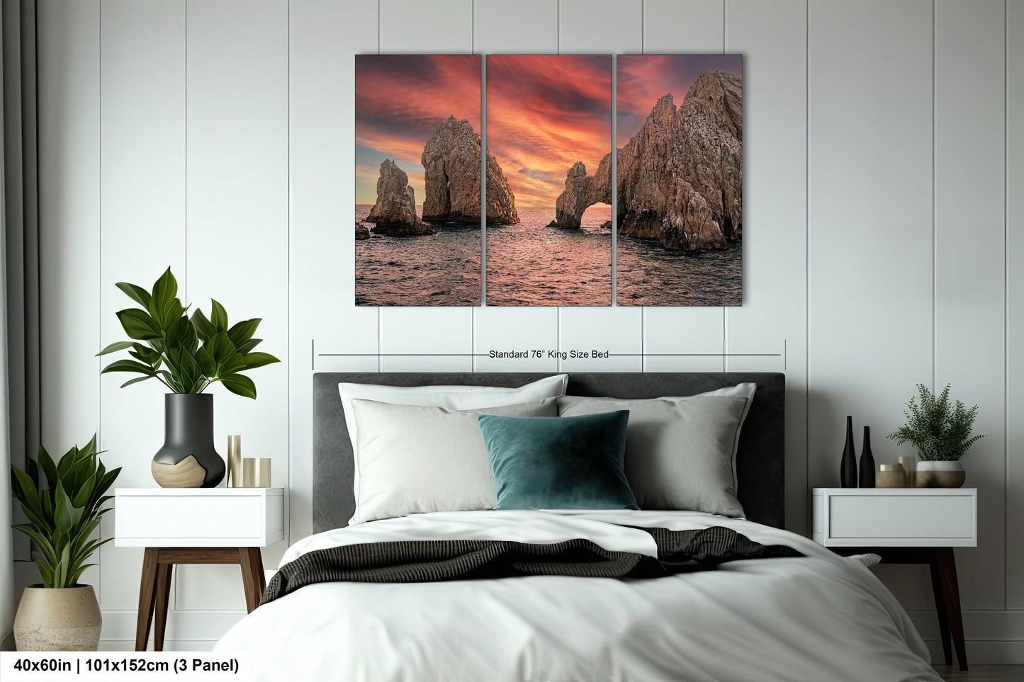a bedroom scene with focus on the bed