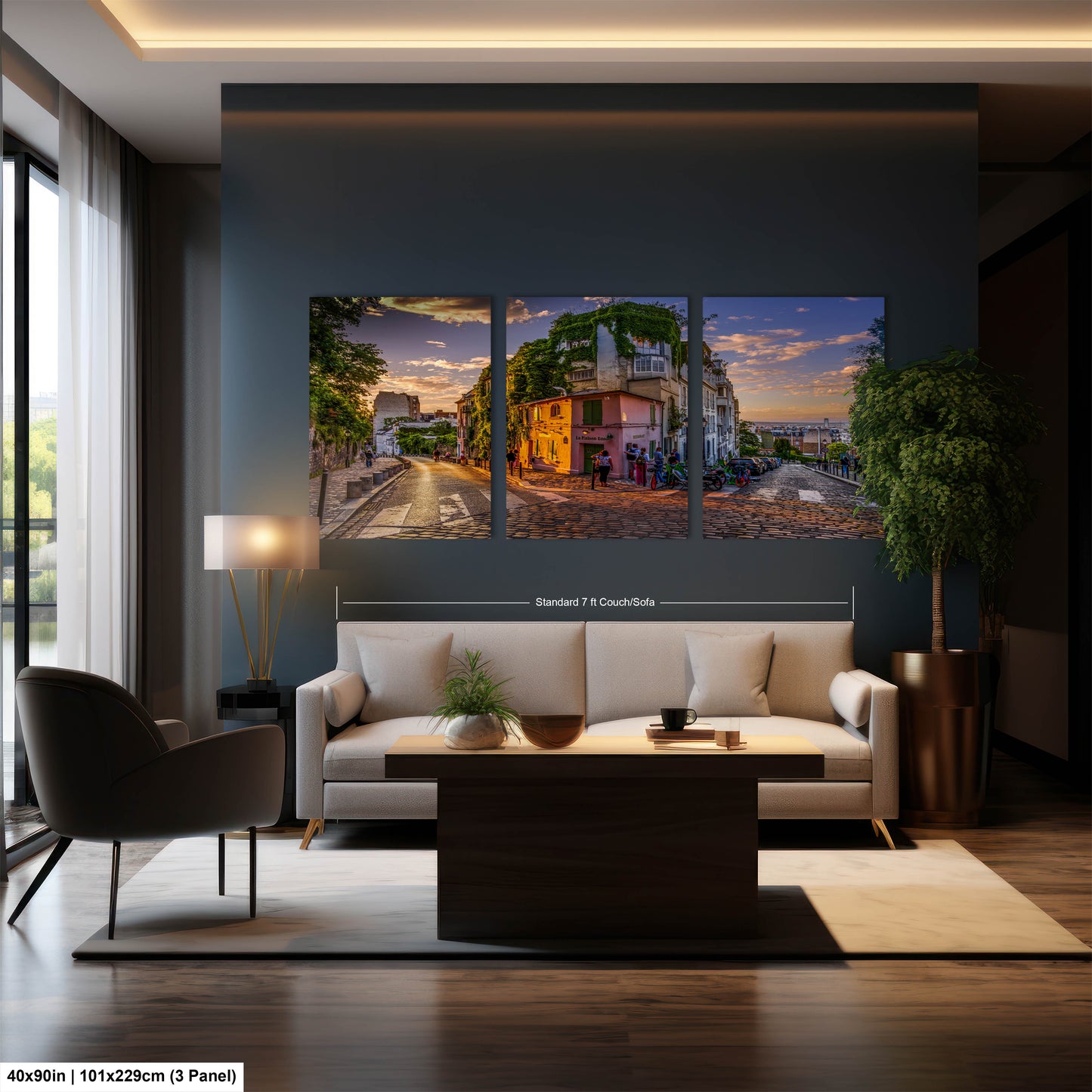 a living room with a couch and a coffee table