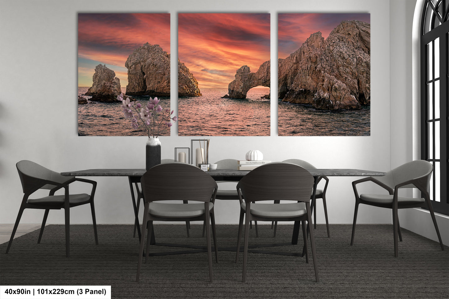 a dining room with a table and chairs
