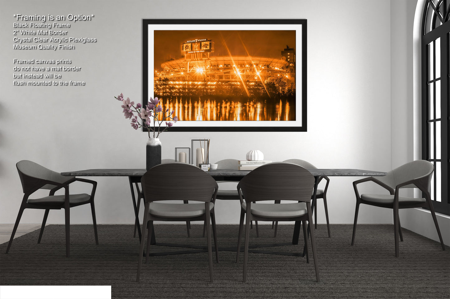 a picture of a dining room with a table and chairs