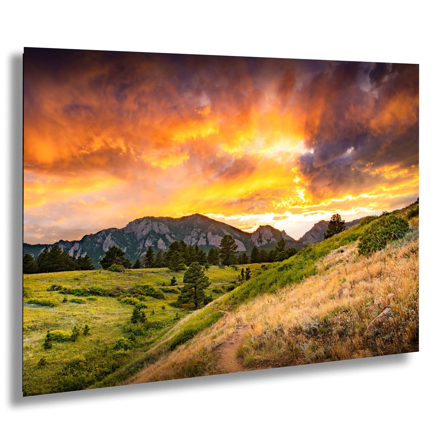 Boulder Flatirons Sunset, Photo, Wall Art, Boulder, Colorado, Canvas Print, Wall Decor, Metal Print, CU Buffs, Mountains
