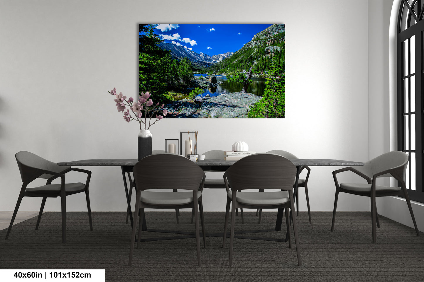 Rocky Mountains canvas, Estes Park Mills Lake print, Rocky Mountain National Park, Colorado lake, mountain lake, large framed artwork