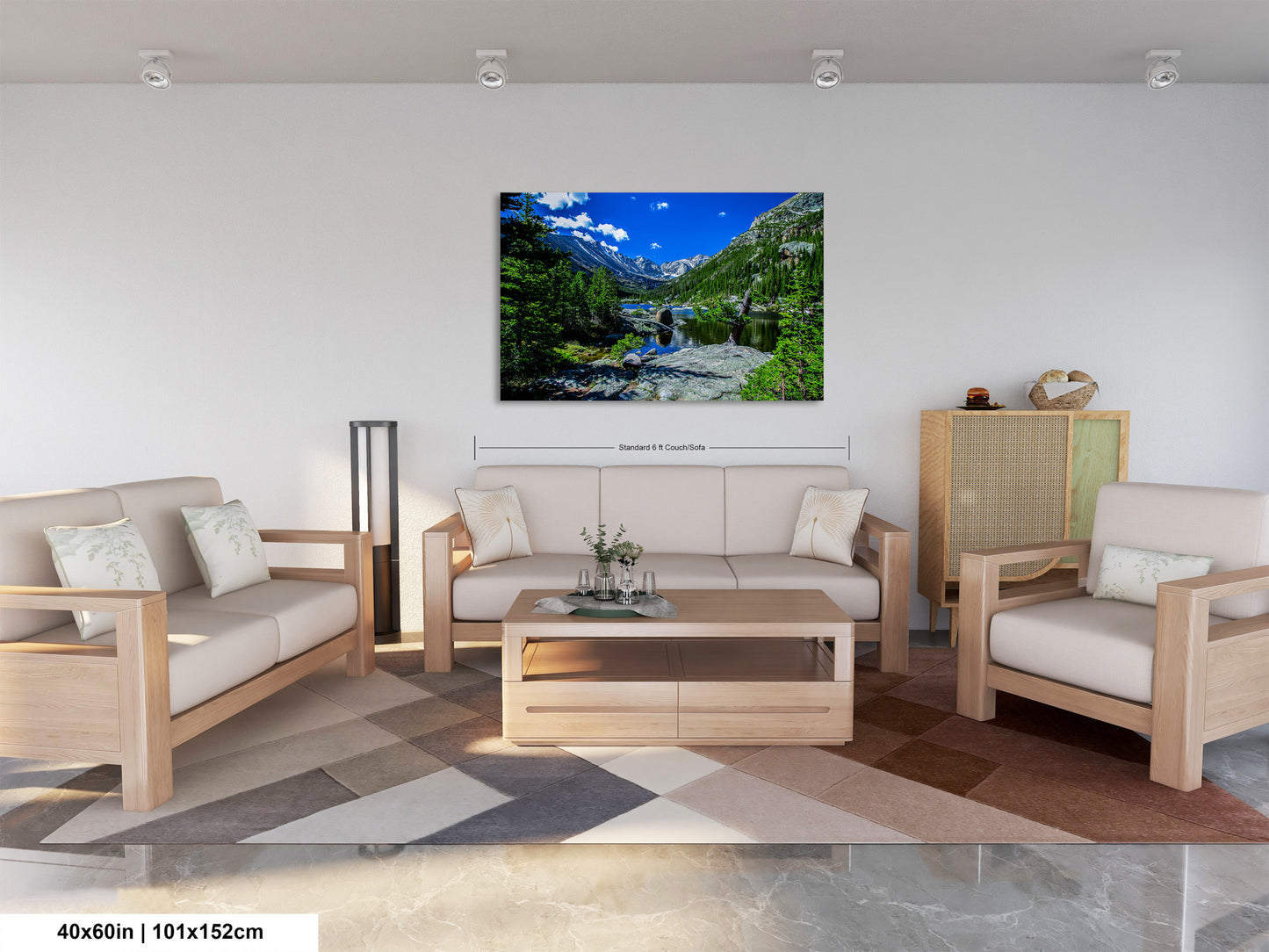 Rocky Mountains canvas, Estes Park Mills Lake print, Rocky Mountain National Park, Colorado lake, mountain lake, large framed artwork