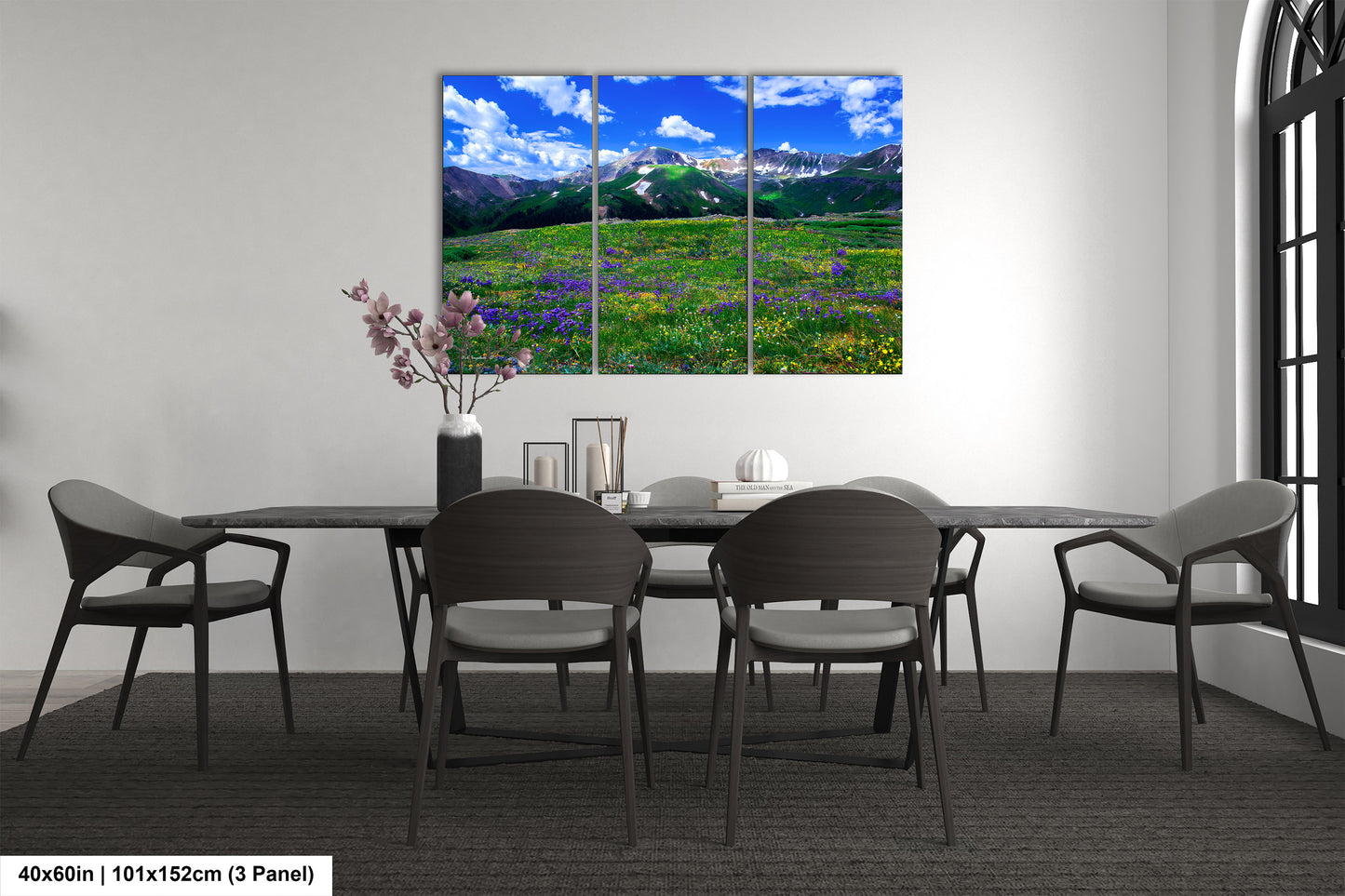 Mountain wildflower picture, Colorado wall art, aspen wildflowers, bedroom wall art, 3 piece wall art canvas