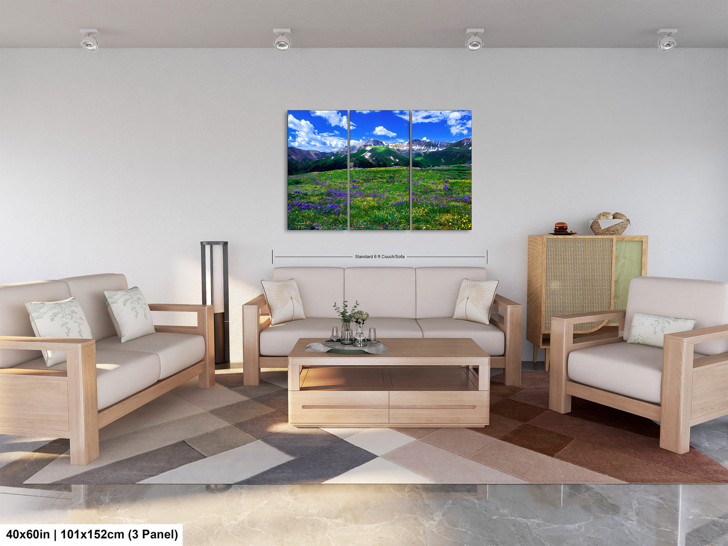 Mountain wildflower picture, Colorado wall art, aspen wildflowers, bedroom wall art, 3 piece wall art canvas
