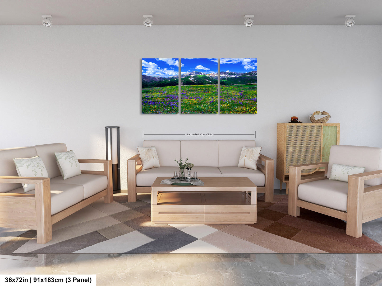 Mountain wildflower picture, Colorado wall art, aspen wildflowers, bedroom wall art, 3 piece wall art canvas