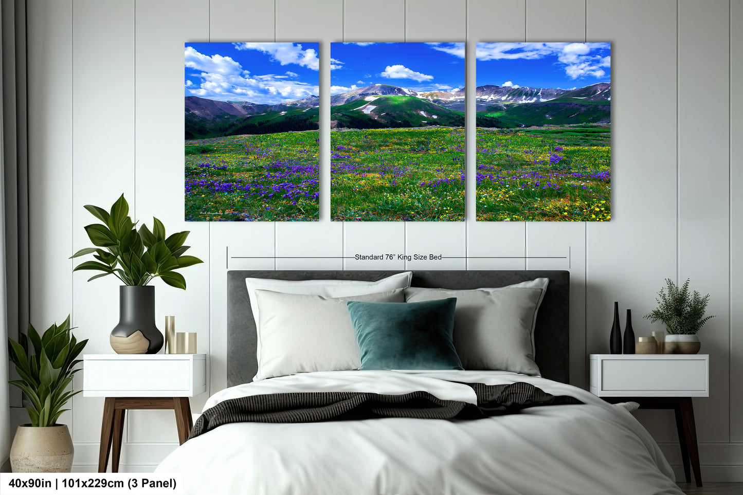 Mountain wildflower picture, Colorado wall art, aspen wildflowers, bedroom wall art, 3 piece wall art canvas