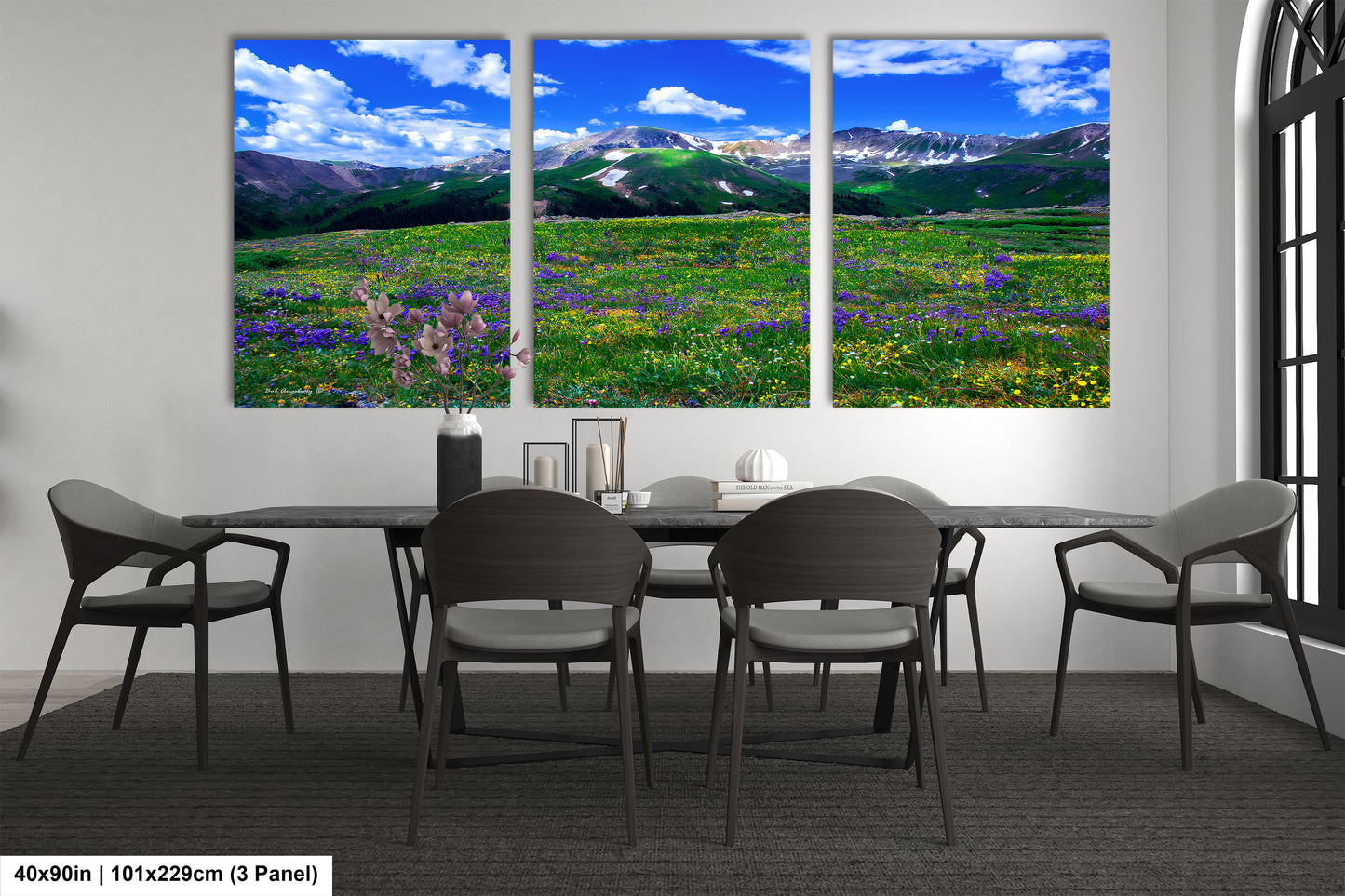 Mountain wildflower picture, Colorado wall art, aspen wildflowers, bedroom wall art, 3 piece wall art canvas