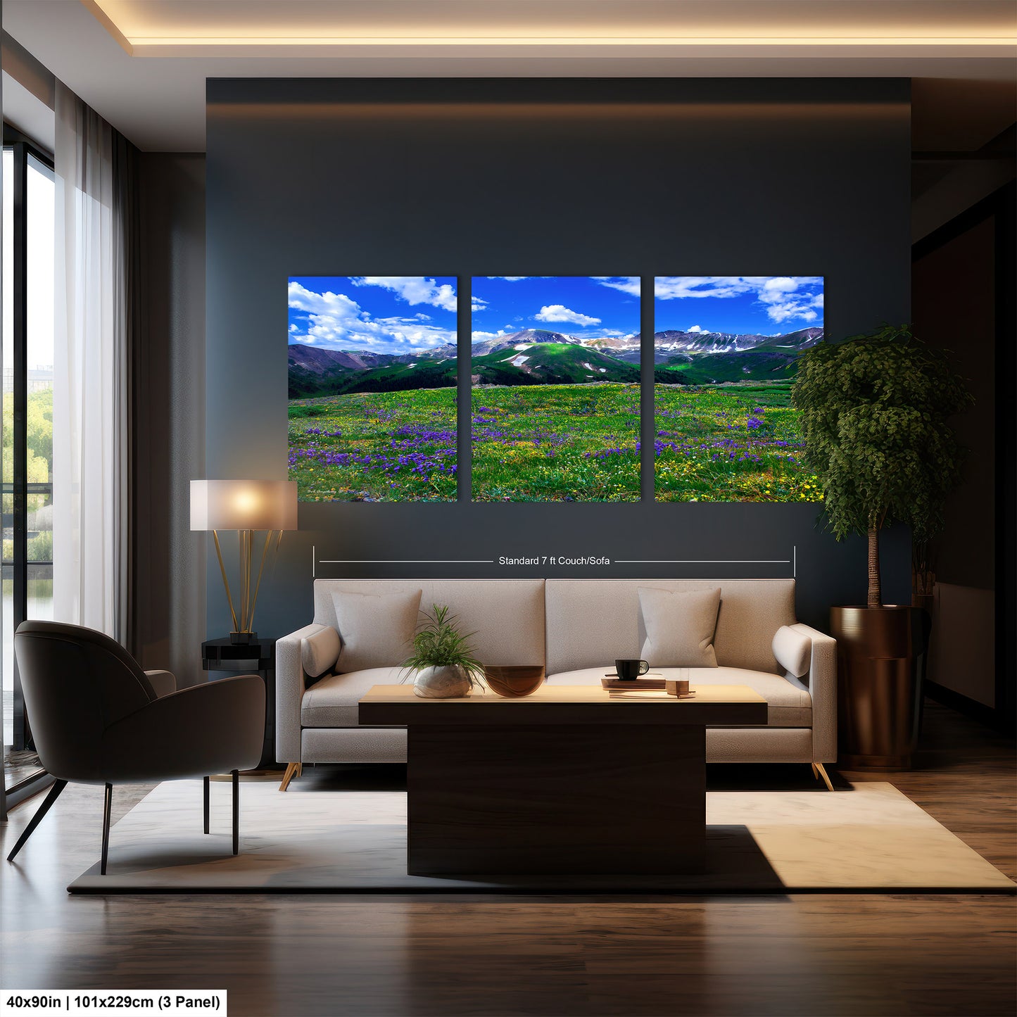 Mountain wildflower picture, Colorado wall art, aspen wildflowers, bedroom wall art, 3 piece wall art canvas