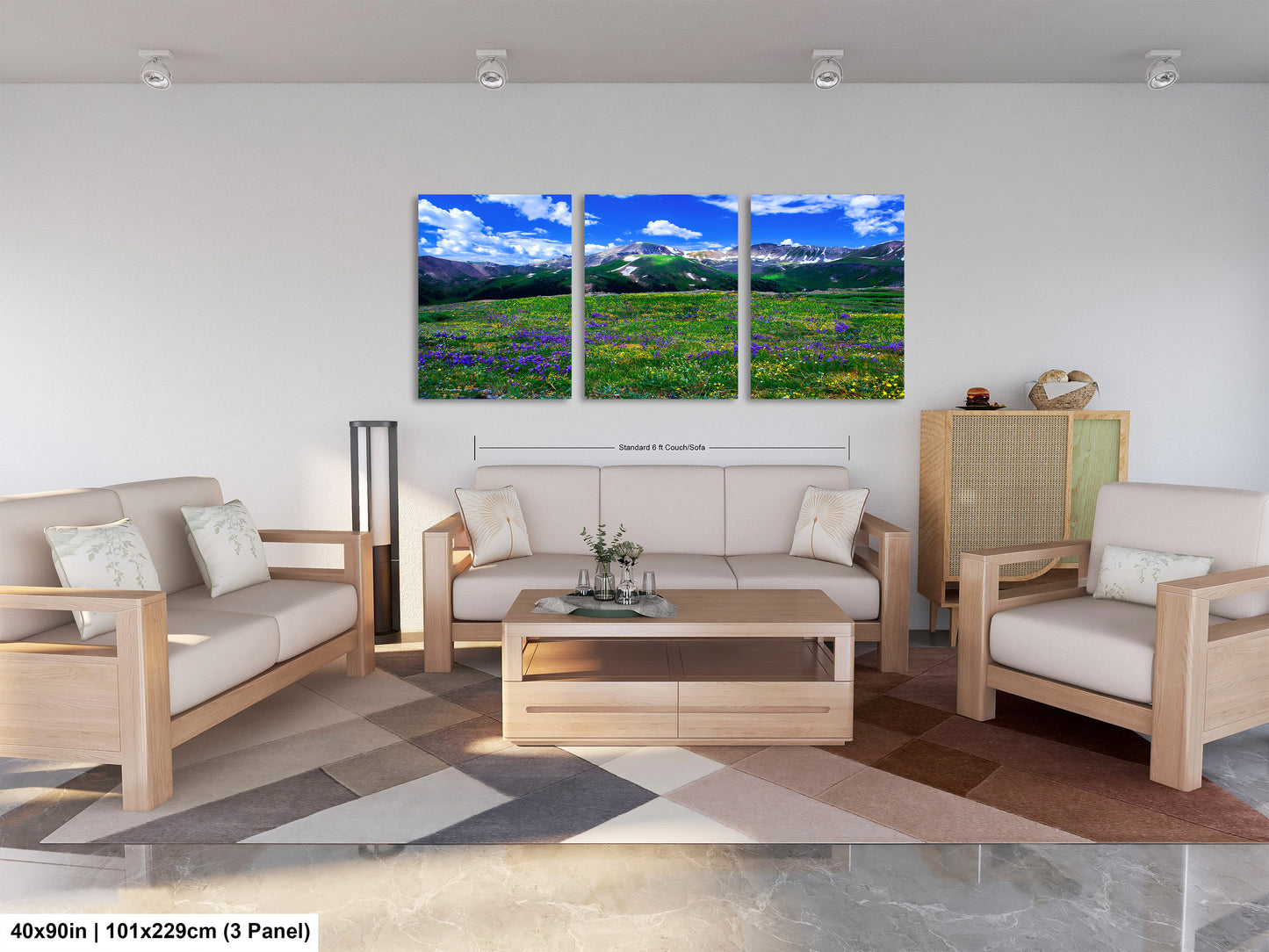 Mountain wildflower picture, Colorado wall art, aspen wildflowers, bedroom wall art, 3 piece wall art canvas
