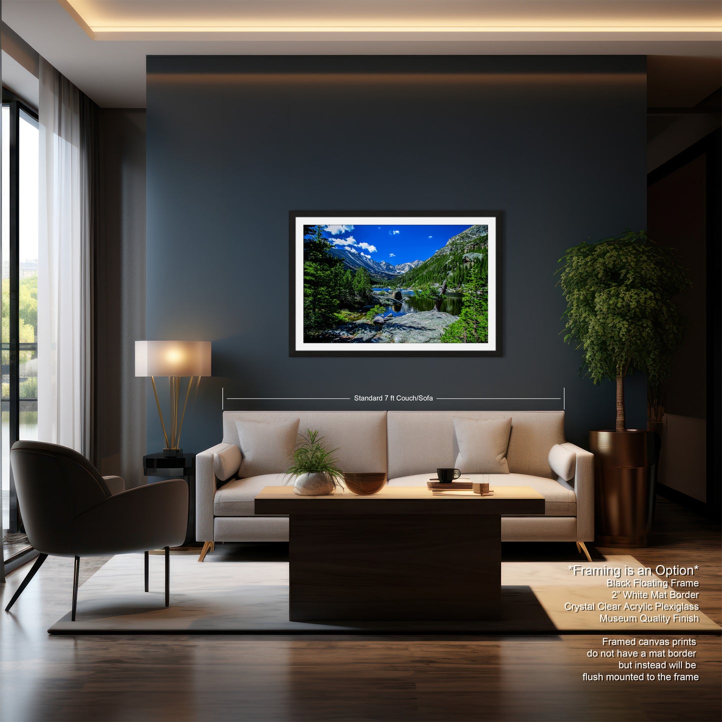 Rocky Mountains canvas, Estes Park Mills Lake print, Rocky Mountain National Park, Colorado lake, mountain lake, large framed artwork