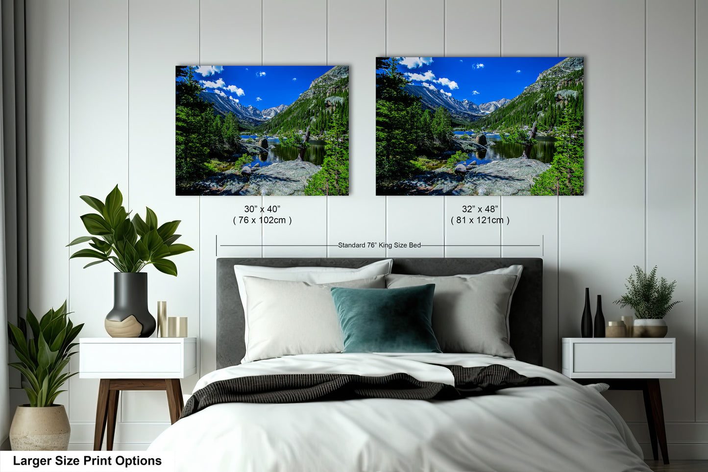 Rocky Mountains canvas, Estes Park Mills Lake print, Rocky Mountain National Park, Colorado lake, mountain lake, large framed artwork