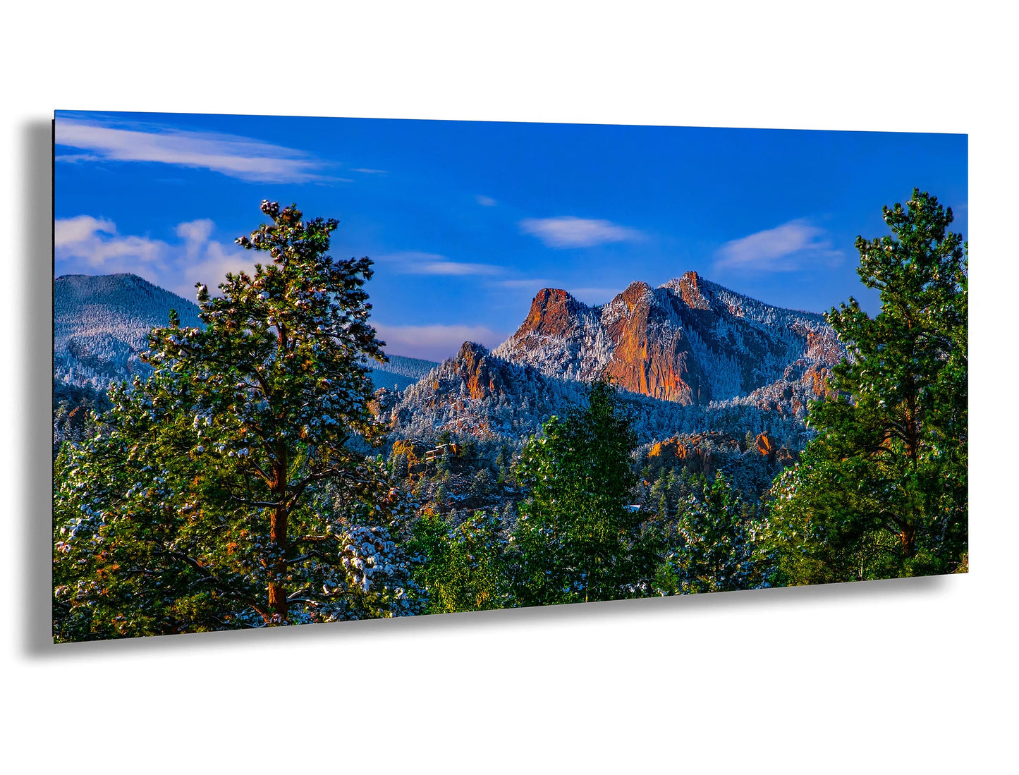 Colorado snowy mountain sunset, Estes Park wall art, Rocky Mountains canvas print