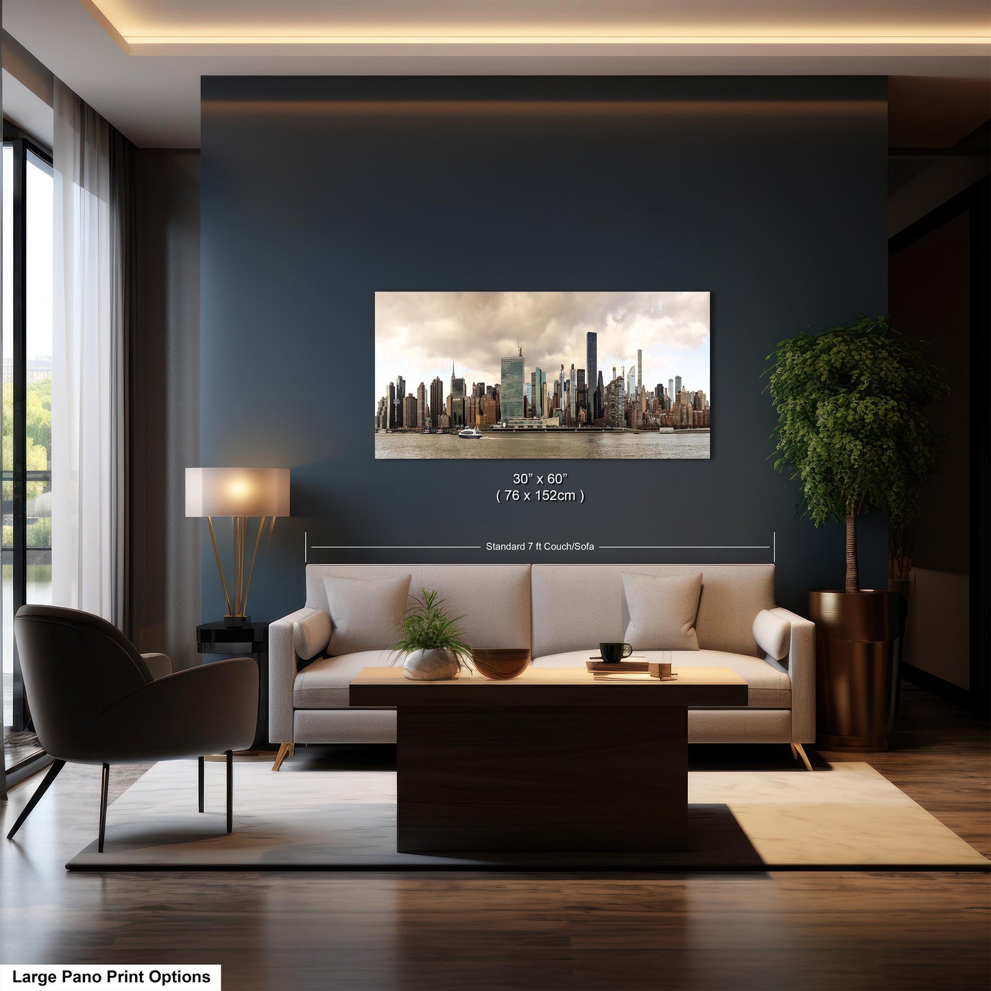 NYC skyline east side metal print canvas print color photography daylight boat river poster