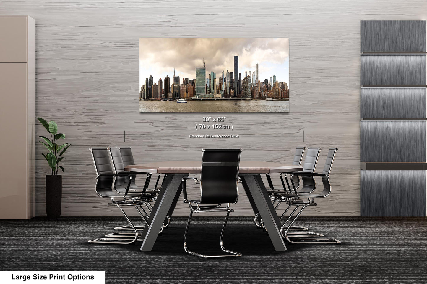 NYC skyline east side metal print canvas print color photography daylight boat river poster