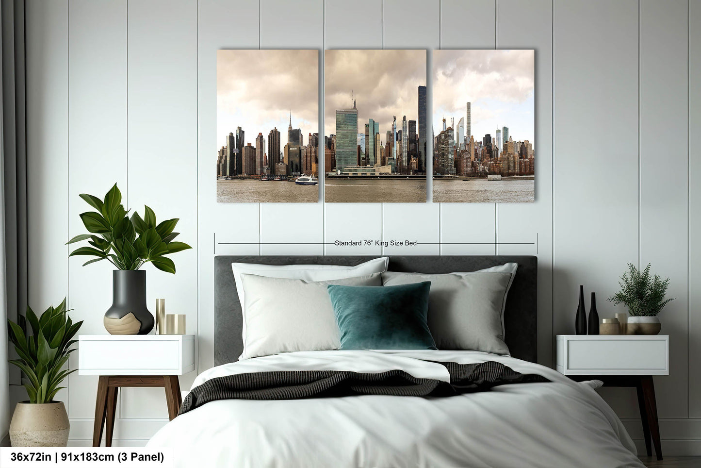 NYC skyline east side metal print canvas print color photography daylight boat river poster
