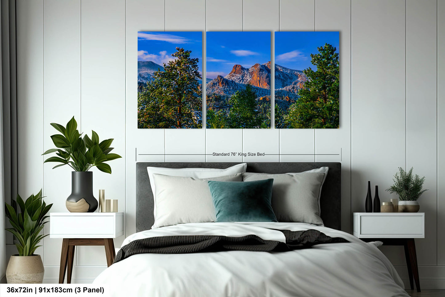 Colorado snowy mountain sunset, Estes Park wall art, Rocky Mountains canvas print