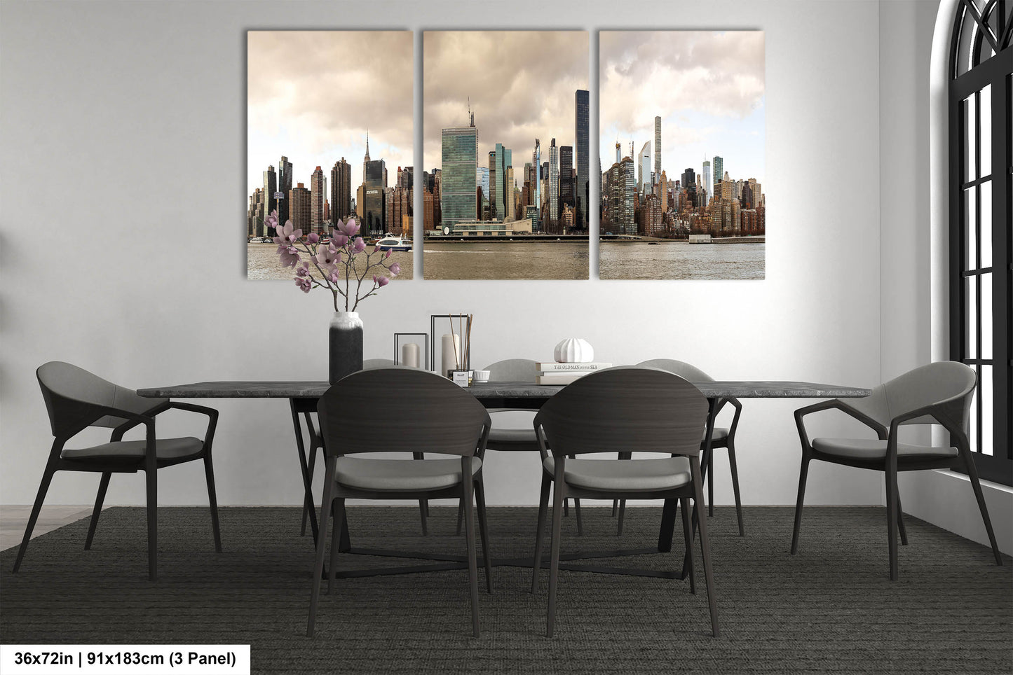 NYC skyline east side metal print canvas print color photography daylight boat river poster