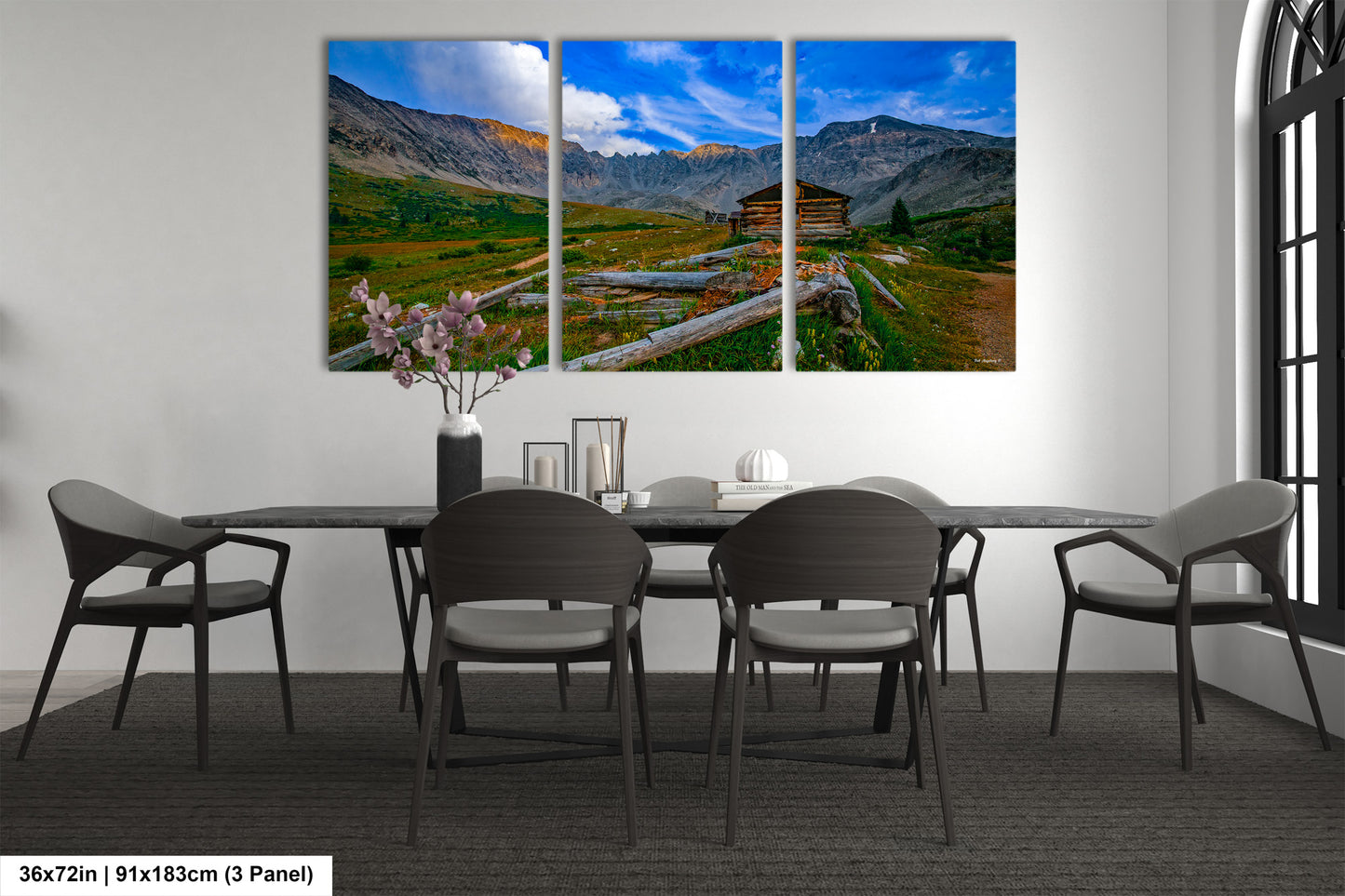 Mayflower gulch picture, ghost town, Breckenridge photography, Leadville Colorado, 3 piece wall art, cabin decor, large canvas, miners log cabin, office decor