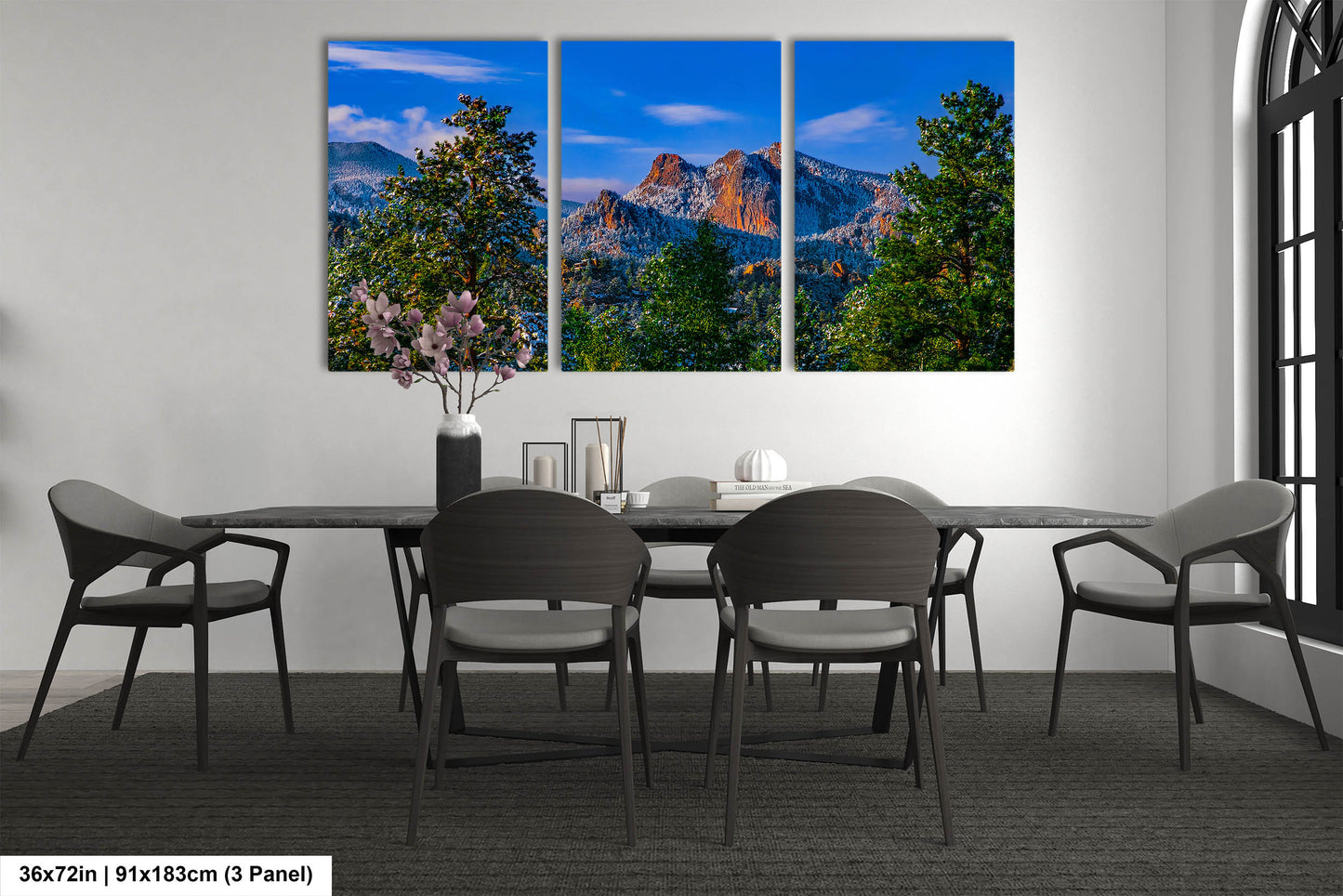 Colorado snowy mountain sunset, Estes Park wall art, Rocky Mountains canvas print