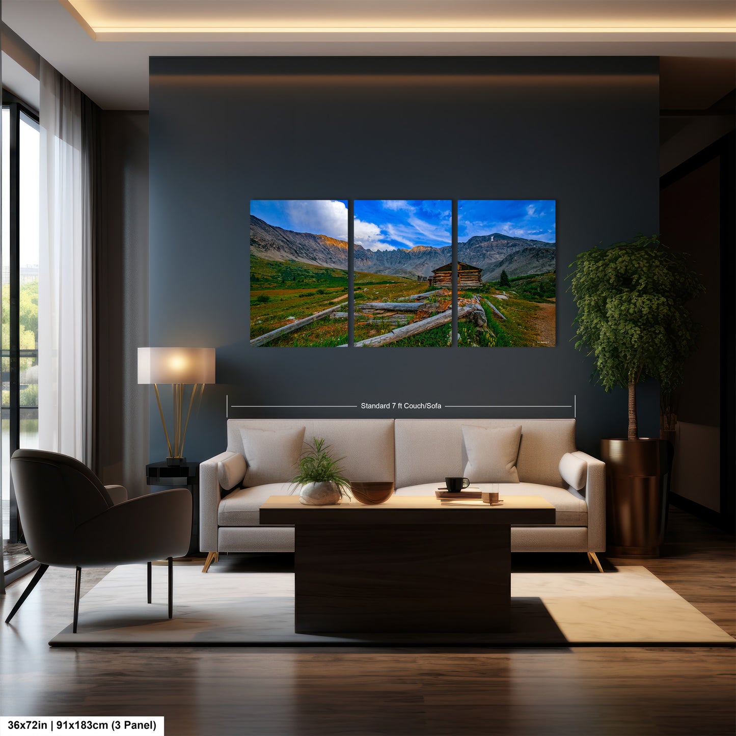 Mayflower gulch picture, ghost town, Breckenridge photography, Leadville Colorado, 3 piece wall art, cabin decor, large canvas, miners log cabin, office decor