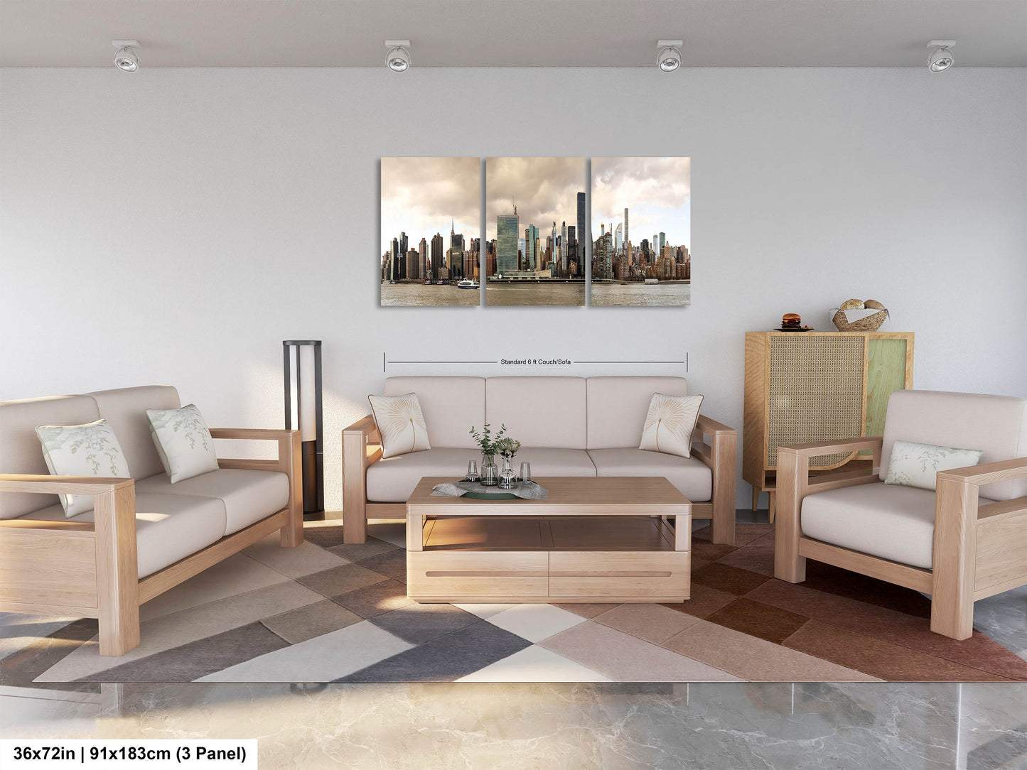 NYC skyline east side metal print canvas print color photography daylight boat river poster