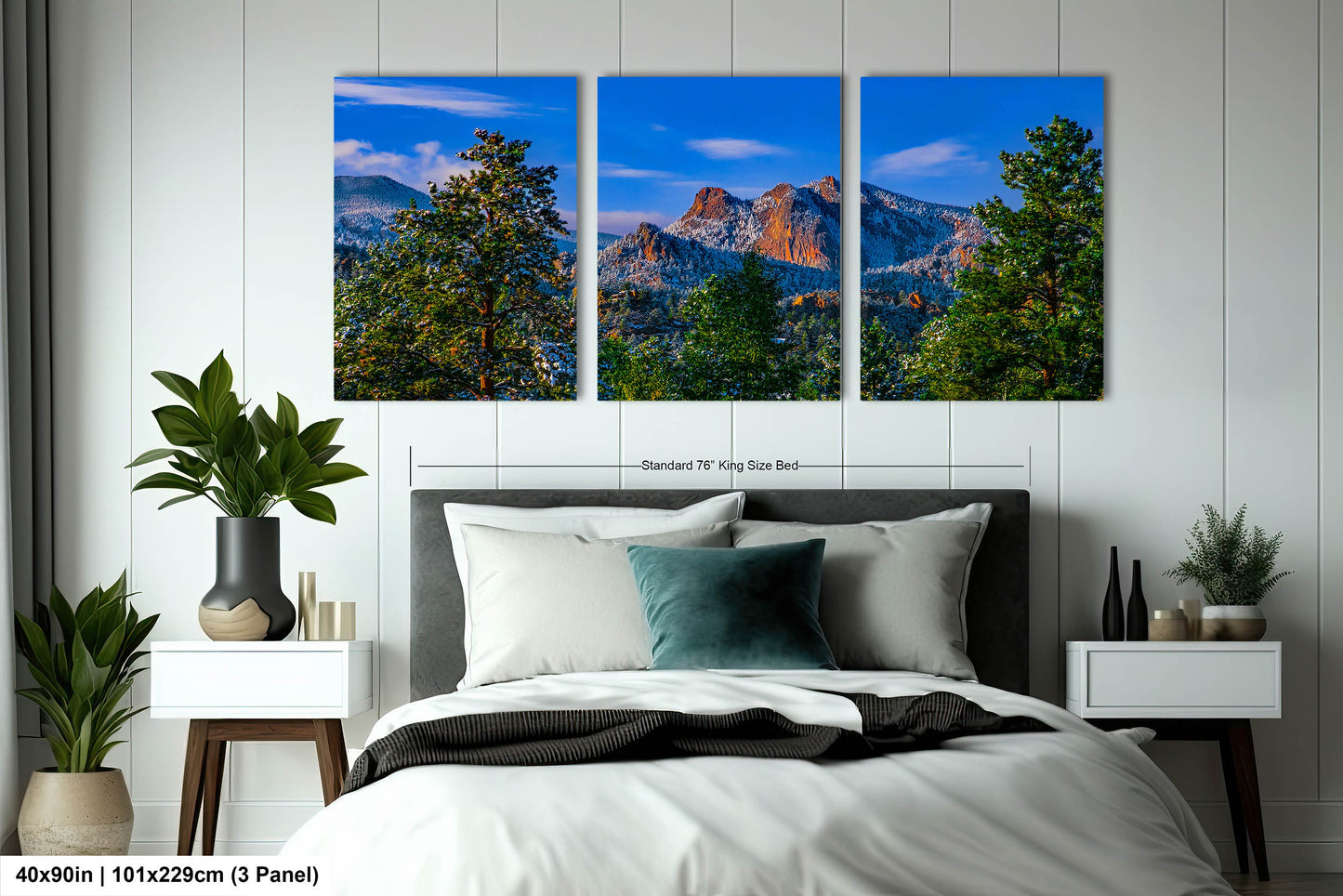 Colorado snowy mountain sunset, Estes Park wall art, Rocky Mountains canvas print