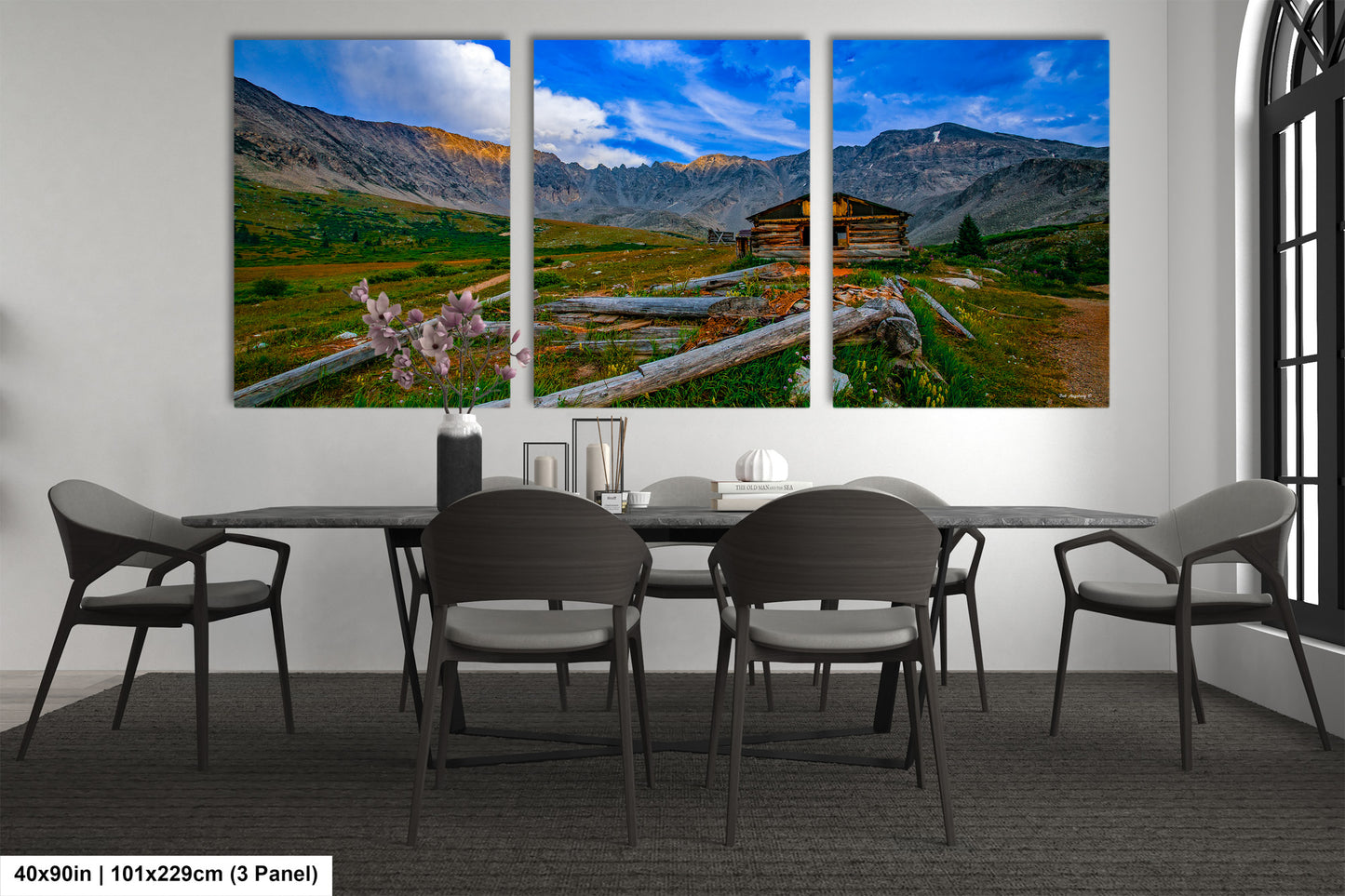 Mayflower gulch picture, ghost town, Breckenridge photography, Leadville Colorado, 3 piece wall art, cabin decor, large canvas, miners log cabin, office decor