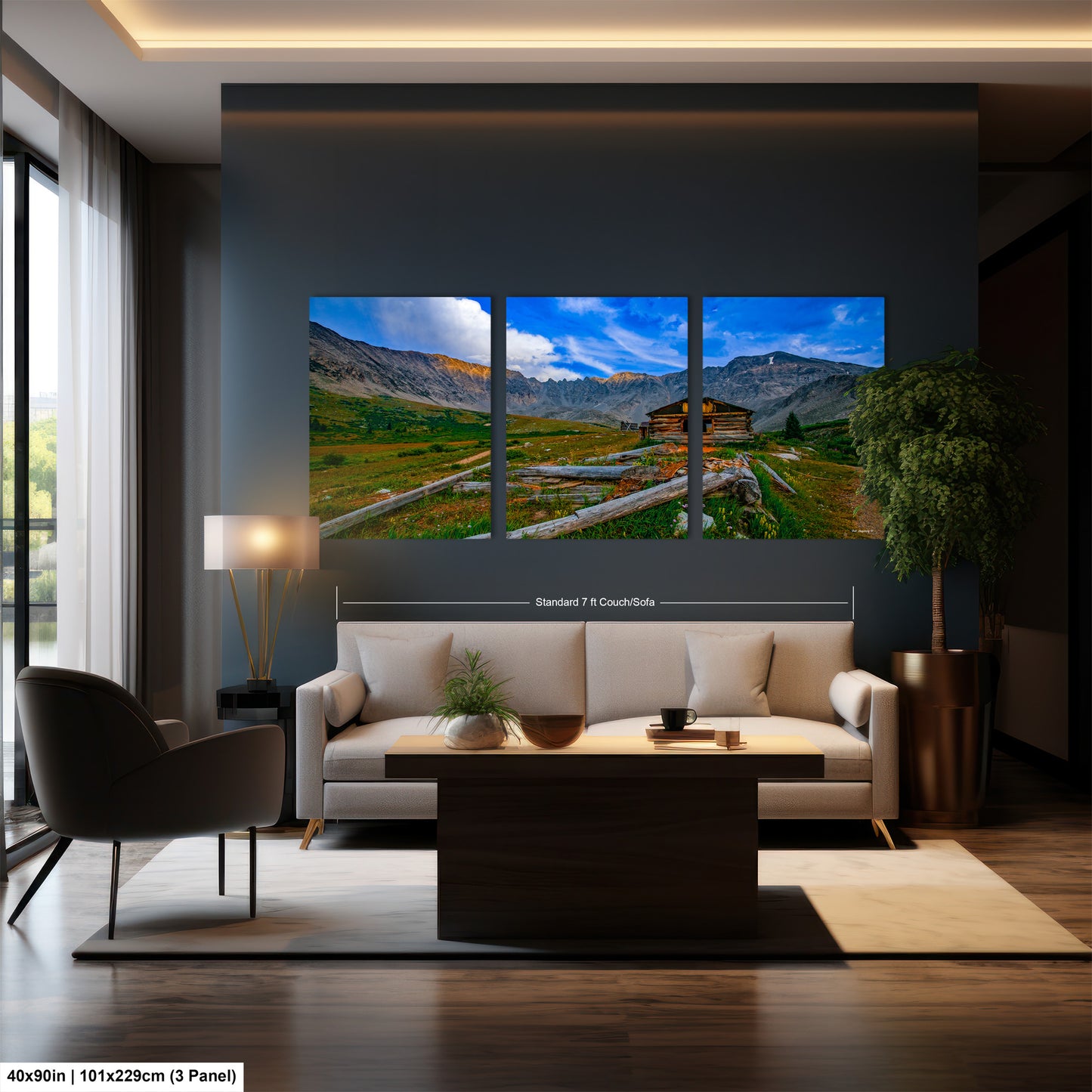 Mayflower gulch picture, ghost town, Breckenridge photography, Leadville Colorado, 3 piece wall art, cabin decor, large canvas, miners log cabin, office decor