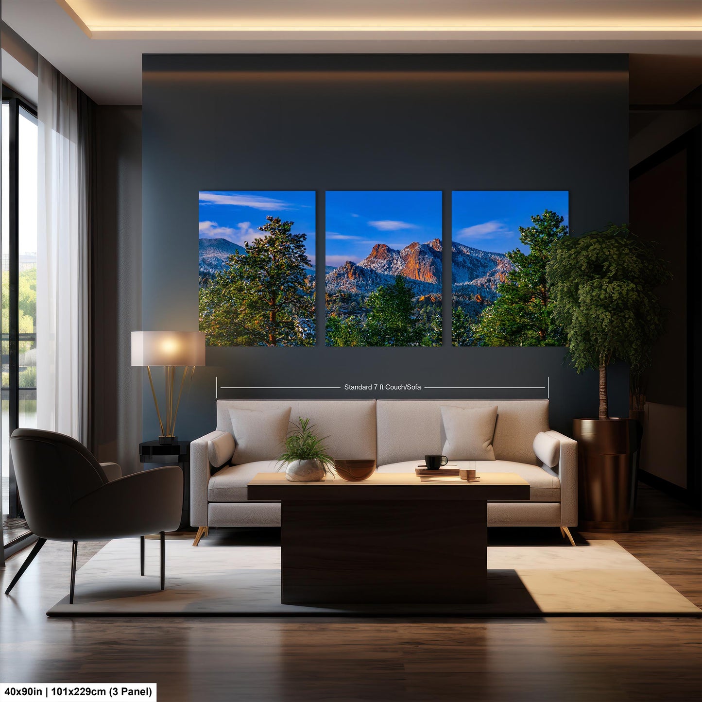 Colorado snowy mountain sunset, Estes Park wall art, Rocky Mountains canvas print