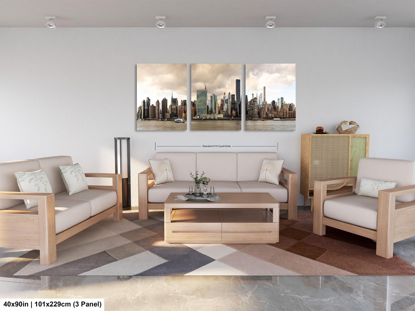 NYC skyline east side metal print canvas print color photography daylight boat river poster