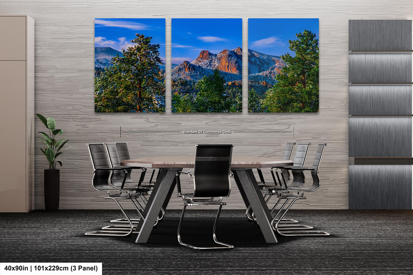 Colorado snowy mountain sunset, Estes Park wall art, Rocky Mountains canvas print