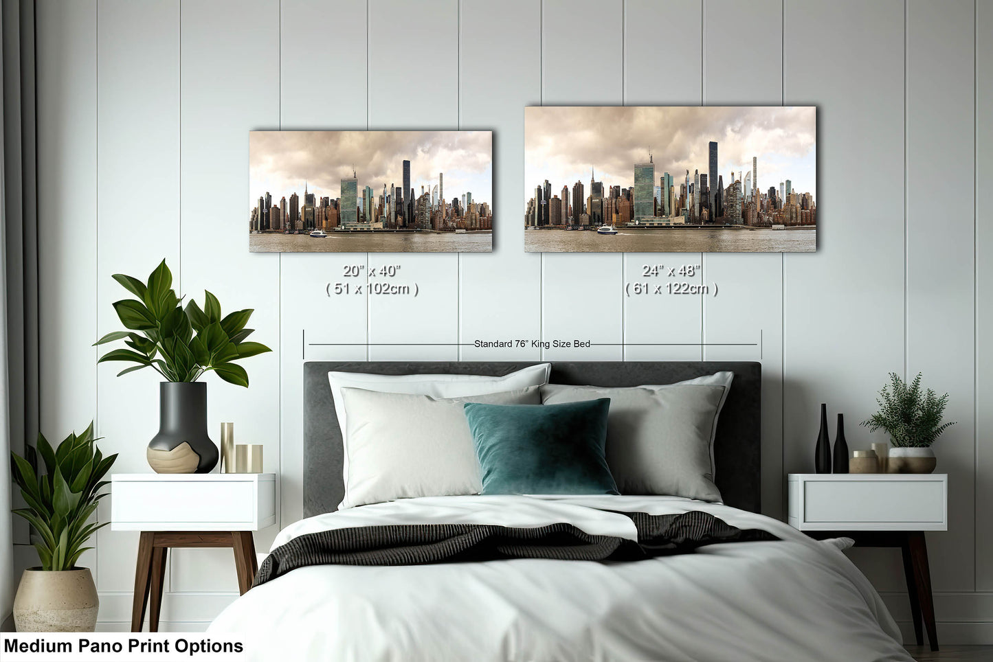 NYC skyline east side metal print canvas print color photography daylight boat river poster