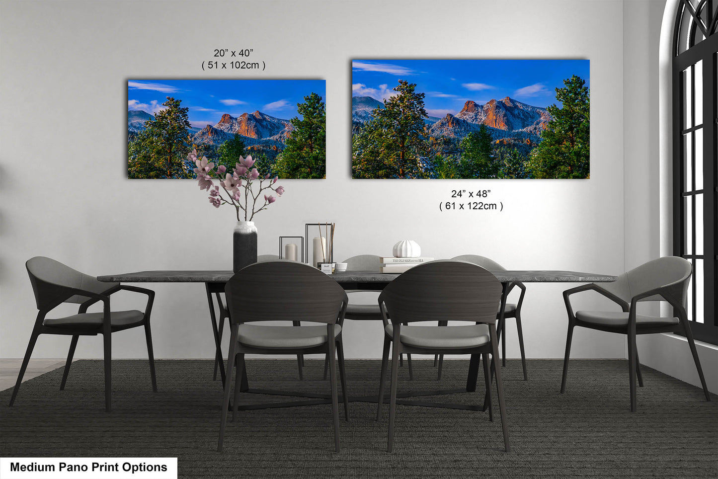 Colorado snowy mountain sunset, Estes Park wall art, Rocky Mountains canvas print