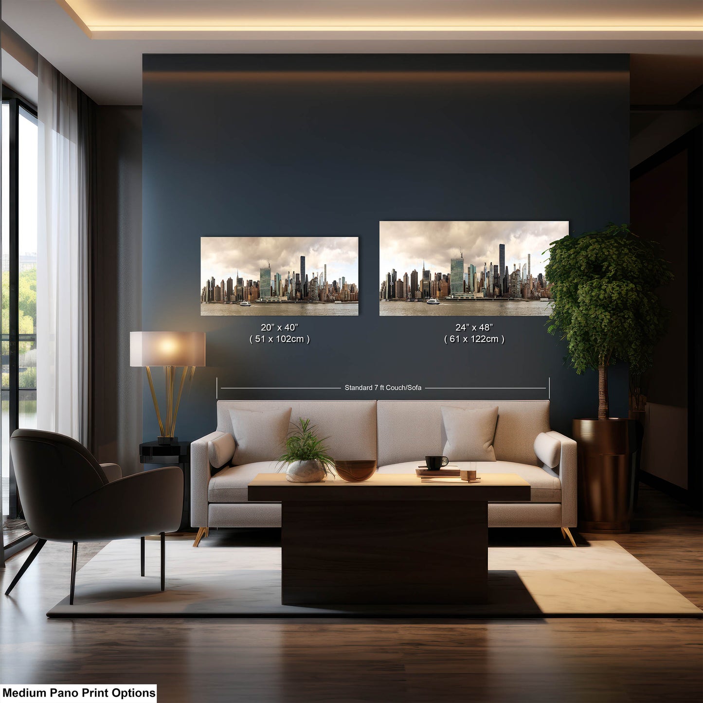 NYC skyline east side metal print canvas print color photography daylight boat river poster