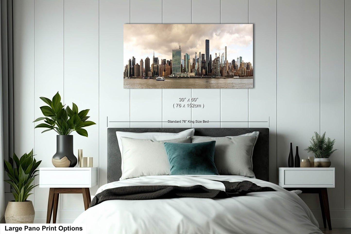 NYC skyline east side metal print canvas print color photography daylight boat river poster