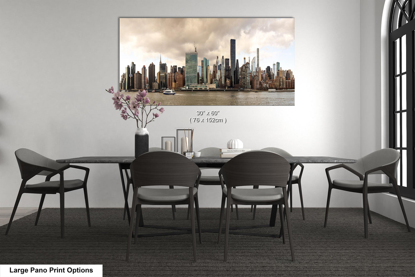 NYC skyline east side metal print canvas print color photography daylight boat river poster