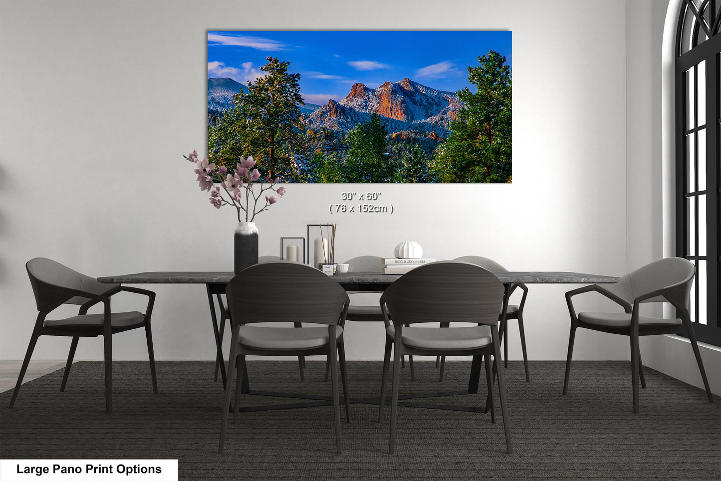 Colorado snowy mountain sunset, Estes Park wall art, Rocky Mountains canvas print