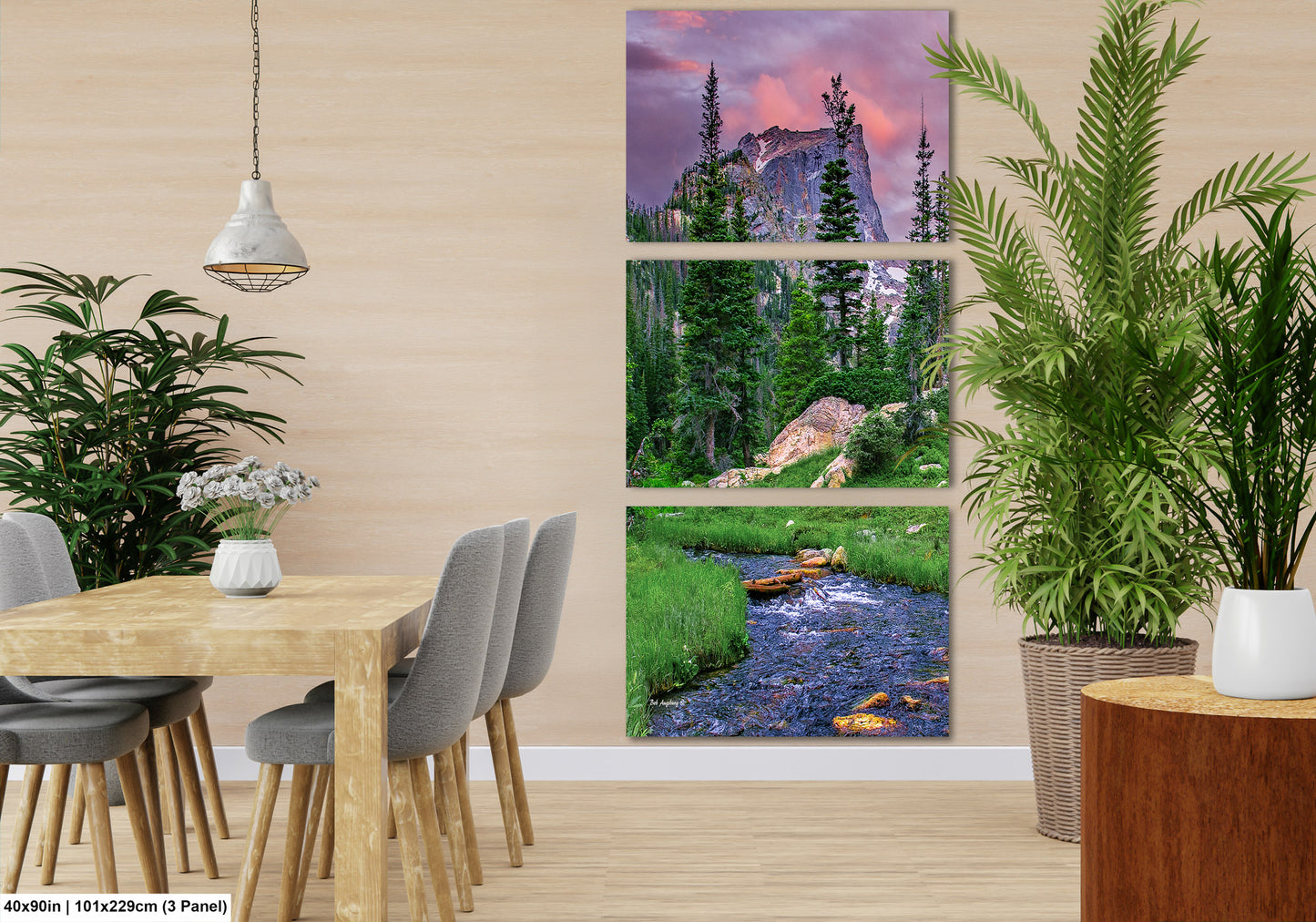 Rocky Mountain National Park, Dream Lake, Estes Park, large framed art work, vertical art, Hallett Peak, Flattop mountain, Colorado wall art